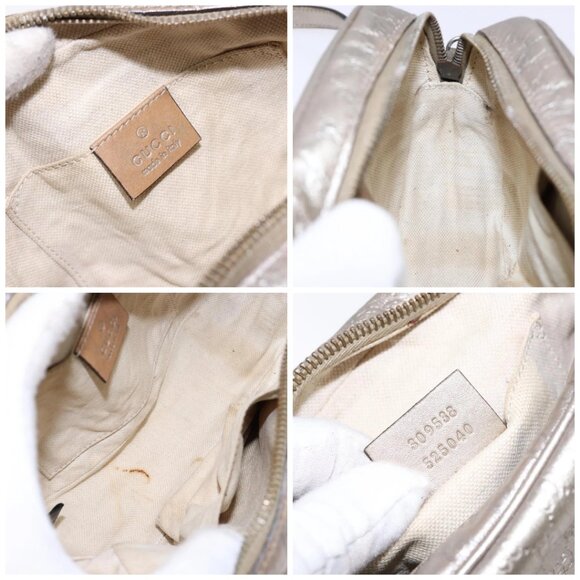 GUCCI Micro GG Canvas Guccissima Shoulder Bag Leather Silver 309538 Auth 135358 - Picture 15 of 16